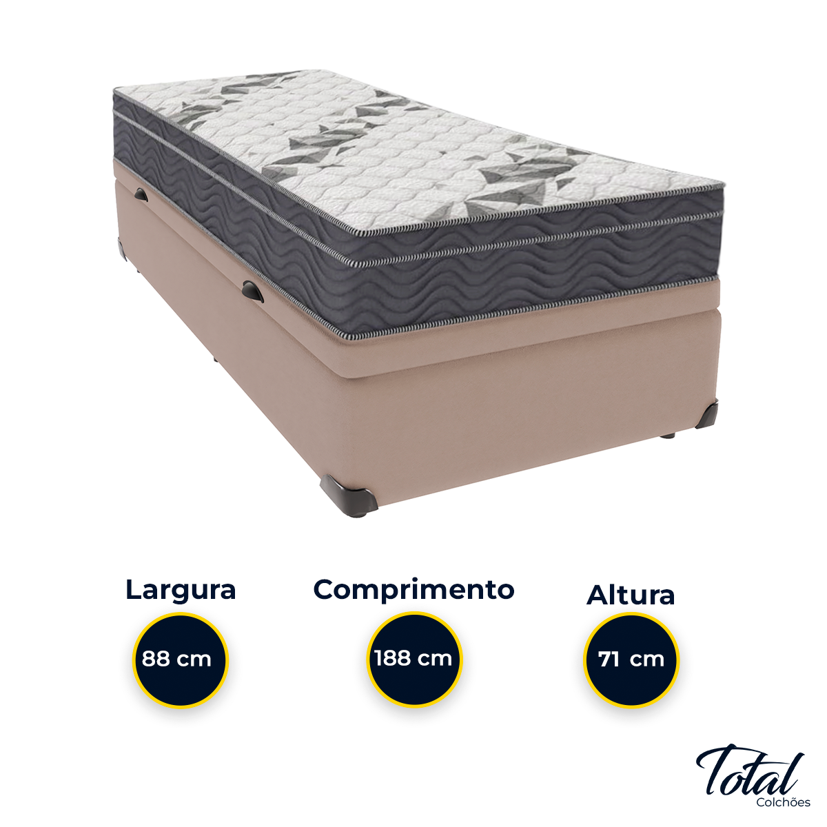 Cama Box Baú Solteiro Bege e Colchão Airtech 100 D33 Ortobom - 3