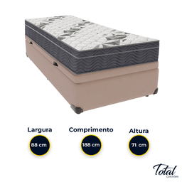 Cama Box Baú Solteiro Bege e Colchão Airtech 100 D33 Ortobom - 3