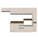 Ver imagem 4 de Cozinha Koya 6 Peças 316,8cm Armários Aéreos Paneleiro Balcões com Tampo Rodapé Creme 250050