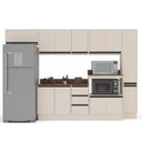Ver imagem 2 de Cozinha Koya 6 Peças 316,8cm Armários Aéreos Paneleiro Balcões com Tampo Rodapé Creme 250050