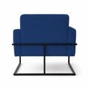 Ver imagem 4 de Poltrona Decorativa Estofada Veludo Base Metálica Industrial Prime Preto – Paraná Metal:Azul Notte
