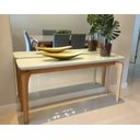 Ver imagem 2 de Aparador para Quarto Sala Corredor Cirrus 120cm - Madeira Tampo com Vidro Imbuia Bahia/off White