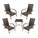 Ver imagem 1 de Kit 4 Cadeiras Poltrona para Área Varanda e Mesa de Centro Vênus em Fibra Sintética Trama