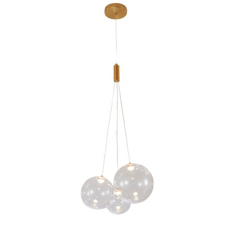 Pendente 3 Globos Transparente Led 15w 3000k Bivolt Paris Luz