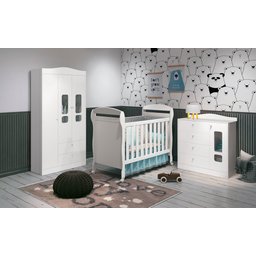 Berço Americano Danny 2 em 1 Vira Sofazinho Infantil Branco Brilho Quarto de Bebê - Reller - 1