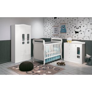 Berço Americano Danny 2 em 1 Vira Sofazinho Infantil Branco Brilho Quarto de Bebê - Reller