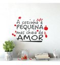Ver imagem 1 de Adesivo de Parede Decorativo Frase a Cozinha É Pequena Mas Cheia de Amor