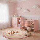 Ver imagem 1 de Quarto Bebê Infantil Doce Sonho Berço Reto Rodizio e Cômoda Sapateira 1 Porta 4 Gavetas Qmovi
