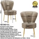 Ver imagem 2 de Cadeira para Recepção Moderna Sala de Espera Ergonômica Tecido Veludo Confortável Pés de Ferro