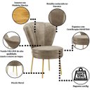 Ver imagem 3 de Cadeira para Recepção Moderna Sala de Espera Ergonômica Tecido Veludo Confortável Pés de Ferro