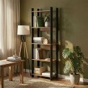 Ver imagem 1 de Estante para Livros 1,78m Industrial com 5 Prateleiras Sala Escritório Home Office Cor:Lamina Mel
