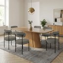Ver imagem 1 de Mesa Jantar Vidro 160cm Kit 6 Cadeiras Base Aço Preto Boucle Ted H02 - D'Rossi