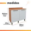 Ver imagem 7 de Balcão Gabinete de Cozinha 2 Portas com Tampo 1,20m Grécia Madeirado/Off White