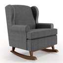 Ver imagem 3 de Kit 02 Poltronas De Amamentação Com Balanço Malu Base De Madeira P02 Linho Cinza Escuro - Lyam