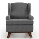 Ver imagem 6 de Kit 02 Poltronas De Amamentação Com Balanço Malu Base De Madeira P02 Linho Cinza Escuro - Lyam