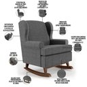 Ver imagem 4 de Kit 02 Poltronas De Amamentação Com Balanço Malu Base De Madeira P02 Linho Cinza Escuro - Lyam
