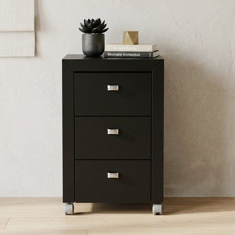 Gaveteiro 38,5x60,5cm com 3 Gavetas e Rodízio ME4108 Preto