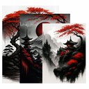 Ver imagem 4 de Kit 3 Quadro Decorativo Paisagem Japonesa Japão Samurai Qualidade Premium 40x28cm