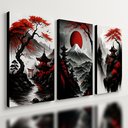 Ver imagem 1 de Kit 3 Quadro Decorativo Paisagem Japonesa Japão Samurai Qualidade Premium 40x28cm