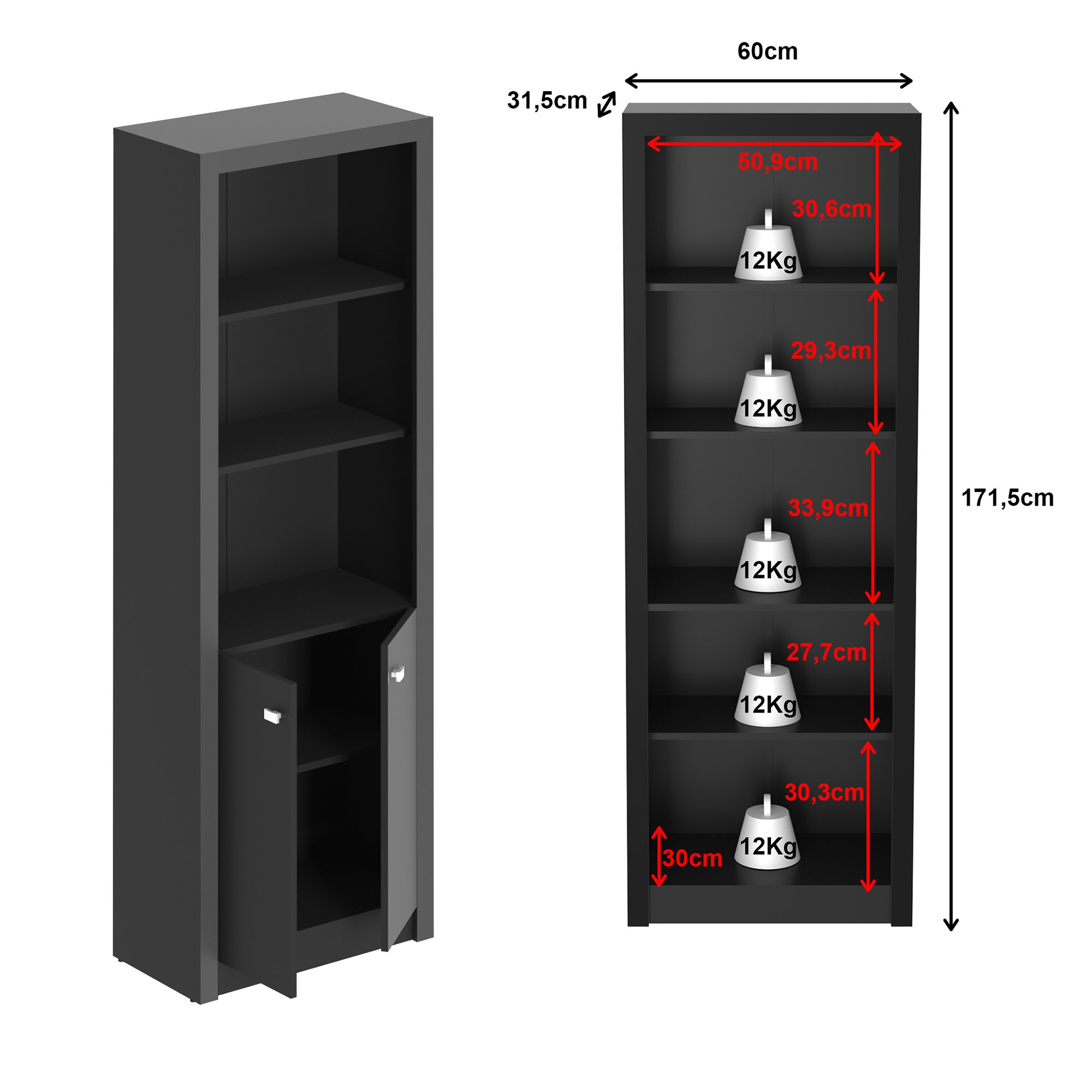 Armário para Escritório Aberto com 2 Portas e 3 Prateleiras ME4110  - 7