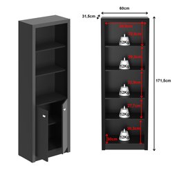 Armário Alto para Escritório 171,5x60cm com 2 Portas e 5 Prateleiras ME4110 - 7