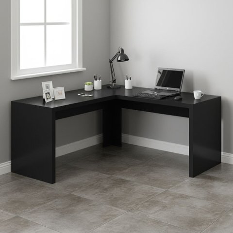 Escrivaninha Mesa Escritório Angular em L ME4116 157,3cm Preto