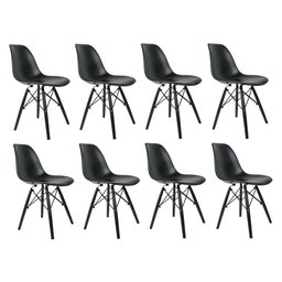 CONJUNTO 8 CADEIRAS EAMES PP PRETA PÉS EM POLIPROPILENO - 1 CONJUNTO 8 CADEIRAS EAMES PP PRETA PÉS EM POLIPROPILENO - 1