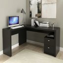 Ver imagem 1 de Escrivaninha Mesa Escritório em L com ME4129 2 Gavetas 135,8cm Preto