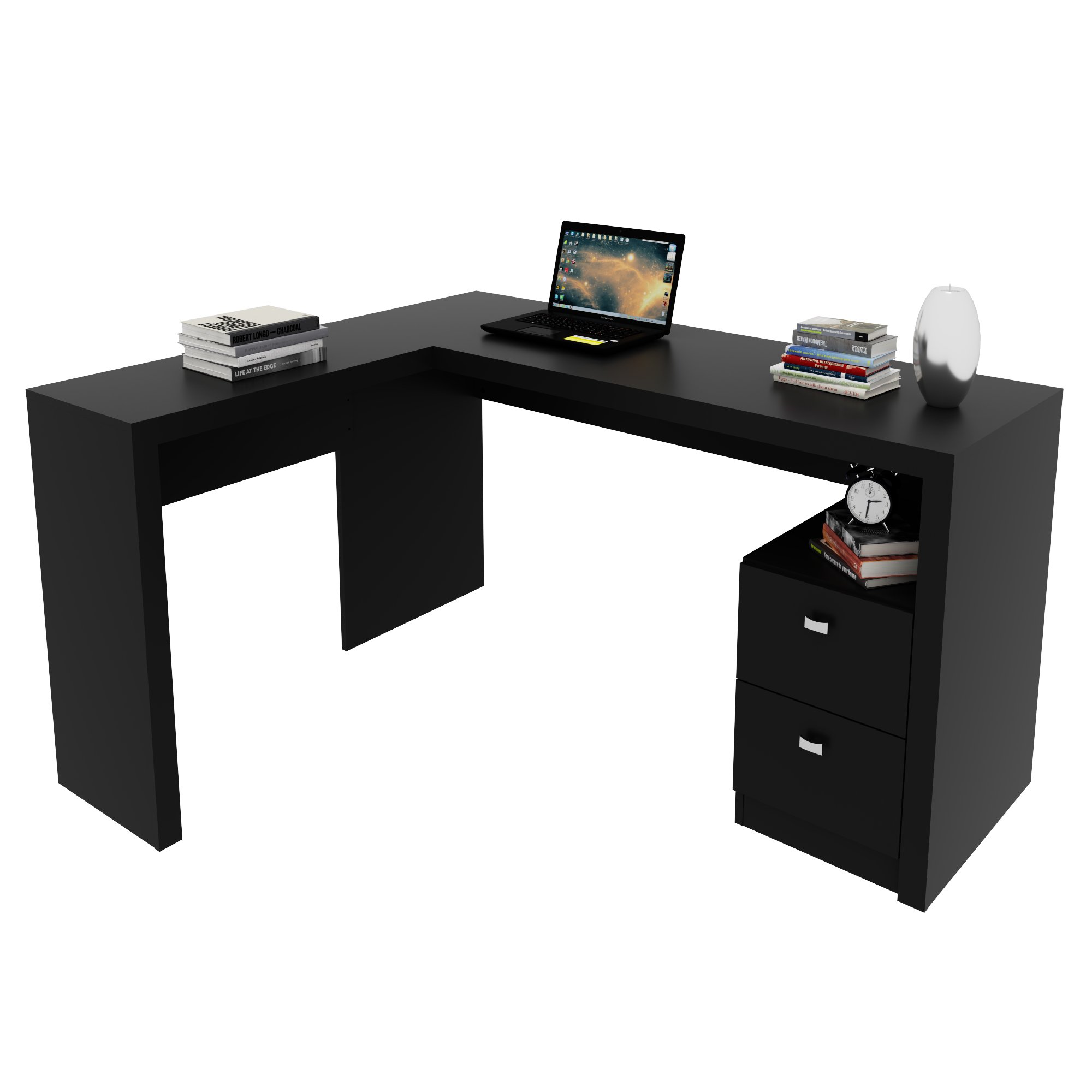 Mesa para Escritório 113x138,5cm em L com 2 Gavetas ME4129 - 4