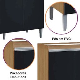Balcão Gabinete de Pia Manu 120cm S/ Tampo Cor Amêndoa/preto - Ajl Móveis - 2