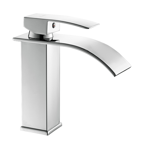 Torneira Misturador Monocomando Cascata Cromado Quadrado Banheiro 1201 GOWFF Misturador Baixo 1201