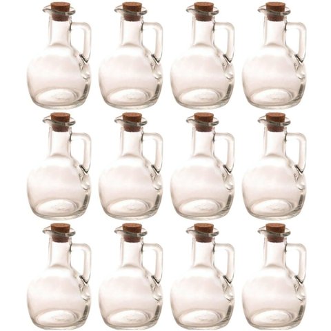 12 Porta Condimentos de Vidro 180ml Tampa Rolha para Azeite e Vinagre Galheteiros Potes Lyor