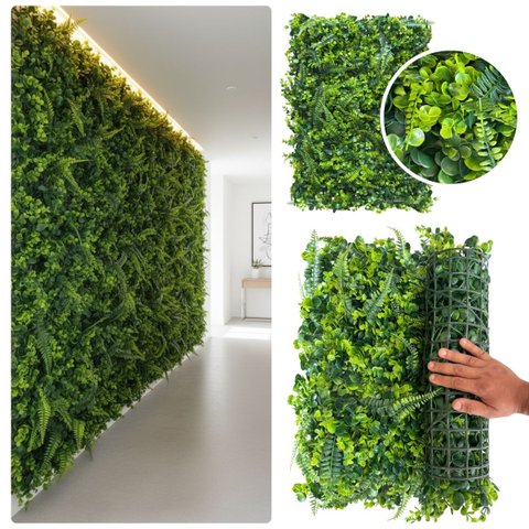 13 Quadros Muro Inglês Artificial Samambaia Eucalipto 60x40 Parede Verde Permanente Cobertura Total