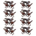 Ver imagem 1 de Kit 8 Jogos De Mesa Com 4 Cadeiras De Madeira Dobravel 120X70 - Imbuia - Marrom