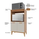 Ver imagem 5 de Balcão para Cozinha Multiuso 2 Portas Faro Marrom/Freijó/Off White
