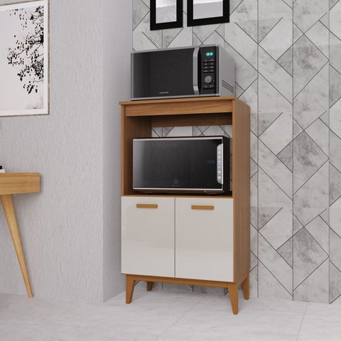 Balcão para Cozinha Multiuso 2 Portas Faro Marrom/Freijó/Off White
