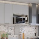 Ver imagem 2 de Armário Aéreo para Cozinha 80 Cm 2 Portas com Nicho Atenas Cinza Cristal