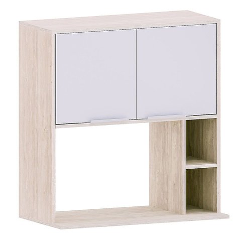 Armário Aéreo para Cozinha 80 Cm 2 Portas com Nicho Atenas Cinza Cristal