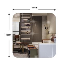 Kit 5 Espelho Adesivo Sala Jantar Acrilico Espelhado 5 Unidades Flexivel Quadrado 15x15cm Decorativo - 7