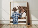 Ver imagem 1 de Quadro Decorativo Cowboy Vaqueiro Cavalo Rodeio Quarto Menino Decoração