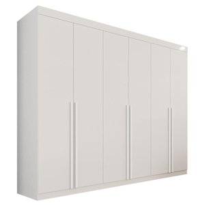 Guarda-roupa 6 Portas 8 Gavetas Mdf Dubai – Mais Móveis - Neve