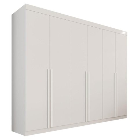 Guarda-roupa 6 Portas 8 Gavetas Mdf Dubai – Mais Móveis - Neve