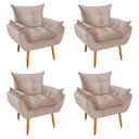 Ver imagem 1 de Kit 4 Poltronas Decorativa Opala Veludo Palha