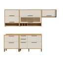 Ver imagem 3 de Cozinha Completa Modulada 100% MDF 5 Peças 8 Portas 5 Gavetas e Vidro 280cm Vicenza Espresso Móveis Bege/Amêndoa/Off White