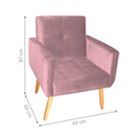 Ver imagem 2 de Poltrona Decorativa Malaga Veludo Turkey Rosa 69cm para Sala Quarto e Closet