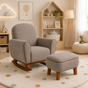Ver imagem 1 de Poltrona Amamentação Nuvem Base Balanço com Puff Suede:Suede Cappuccino