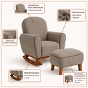 Ver imagem 2 de Poltrona Amamentação Nuvem Base Balanço com Puff Suede:Suede Cappuccino