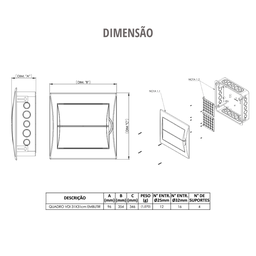 Quadros Vdi Modelo de Embutir Cor Branco Tamanho 31x31cm Durín - 3