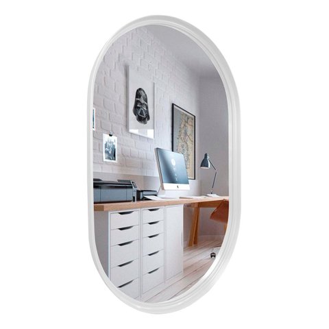 Espelho 80x40 Decorativo de Parede Banheiro Sala Quarto:branco