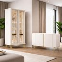 Ver imagem 1 de Kit de Aparador Buffet Benvenuto e Cristaleira Evora Pés de Aço Off White
